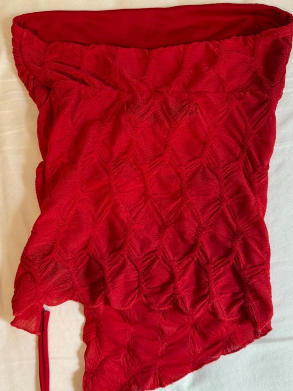 Silence + Noise Red Ruched Asymmetrical Tube Top
